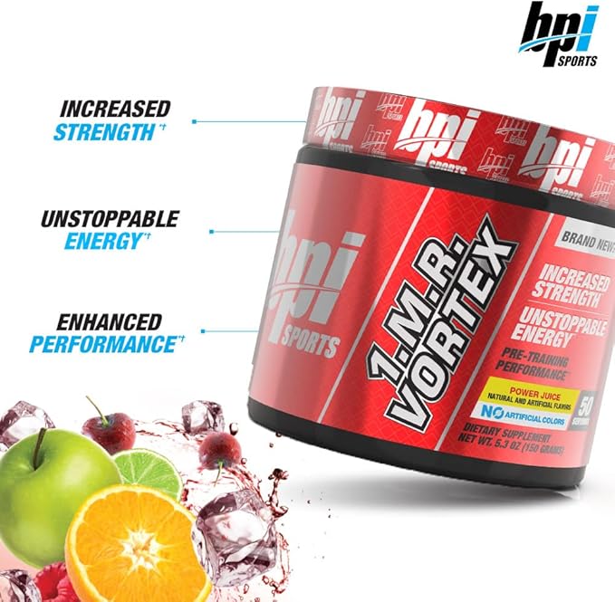 BPI Sports 1.M.R Vortex Pre Workout Powder, Non Habit Forming, Sustained Energy & Nitric Oxide Booster, Power Juice, 5.3 Ounce