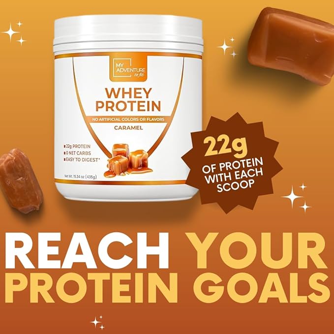 Whey Isolate Protein Powder - Low Carb Protein Powder for Women - Sweetened with Stevia Whey Isolate Protein for Muscle Growth - Natural Clean Protein Powder (Caramel, 15 Servings)