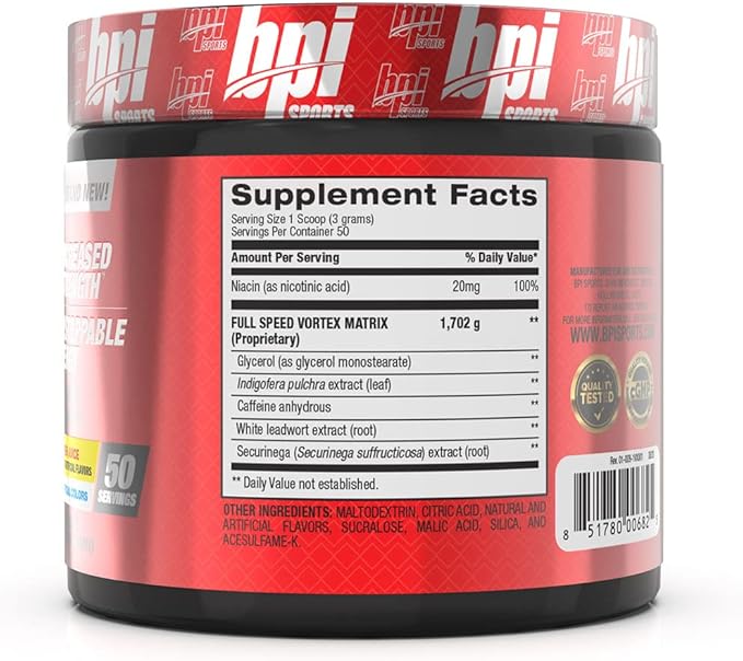 BPI Sports 1.M.R Vortex Pre Workout Powder, Non Habit Forming, Sustained Energy & Nitric Oxide Booster, Power Juice, 5.3 Ounce
