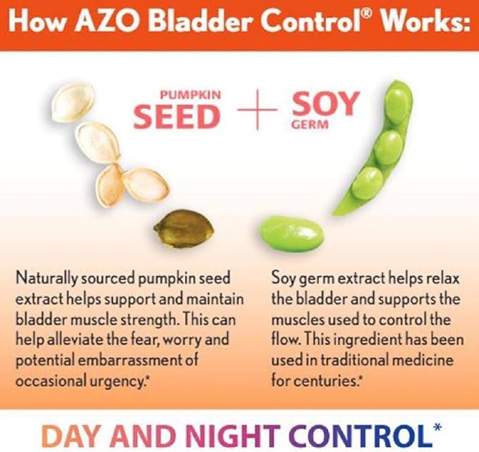 AZO Bladder Control with Go-Less Daily Supplement | Helps Reduce Occasional Urgency& leakage due to laughing, sneezing and exercise | 54 Count Capsules