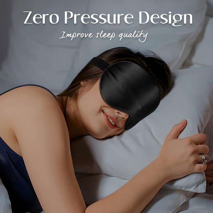 LULUSILK Silk Sleep Mask and Silk Sleep Cap Set, BlackLULUSILK Silk Eye Sleep Mask and Silk Hair Bonnet Set Silk Eye Mask and Silk Bonnet Scrunchie Set