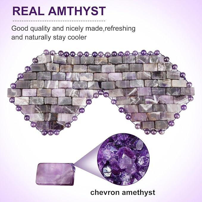gemshan Rose Quartz Eye Mask & Amethyst Eye Mask Eliminate Wrinkles Puffiness Headache and Migraine Relief Mask