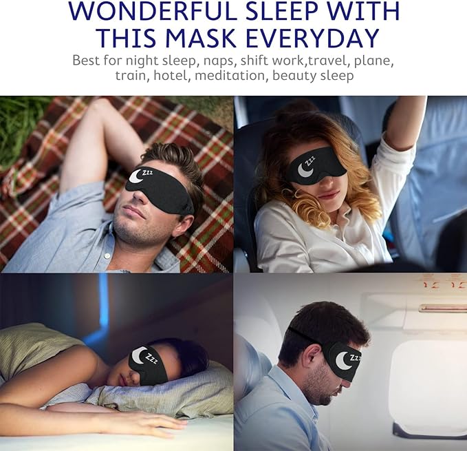 Mavogel Cotton Sleep Mask - Sleep Eye Mask for Women Men, Light Blocking Night Eyemask, Super Soft and Comfortable Eye Covers for Sleeping Yoga Nap Meditation, Includes Travel Pouch (Moon Style)