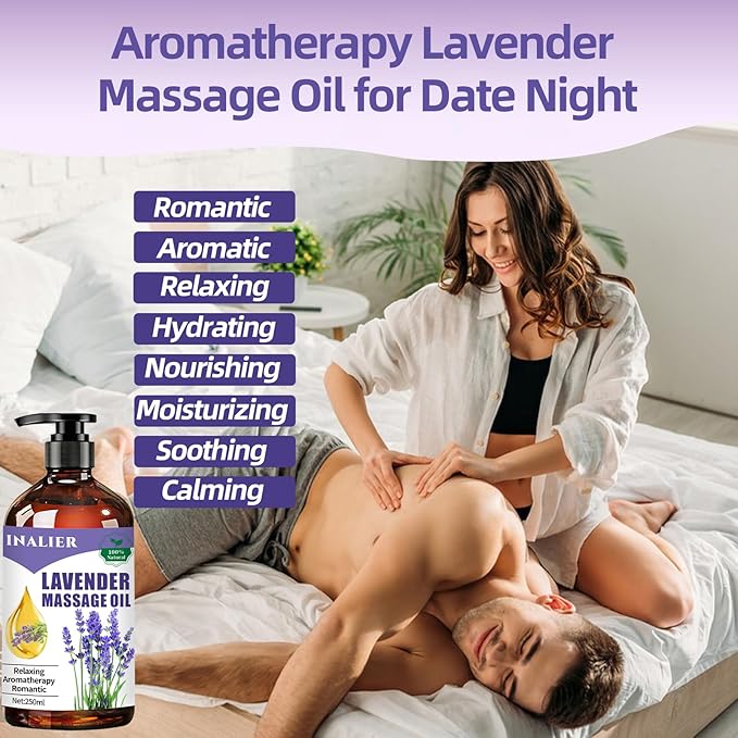 Mothers Day Gifts for Wife,Lavender Massage Oils for Date Night,Massage Oil for Massage Therapy,Lavender Oil with Massage Roller Ball & Thumb Saver Massager,SPA Relaxing Massage Oi for Soothing