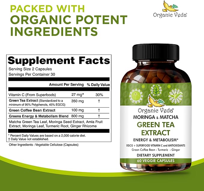 Organic Veda Moringa & Matcha Green 60 Count