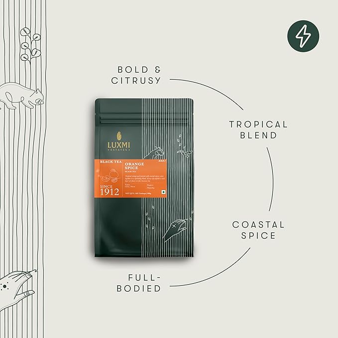 Luxmi Estates - Orange Spice - Organic Black Darjeeling Tea - 50 Tea Bags| Limited Fall Tea | Special Edition Autumn Tea | Smooth, Flavorful, Robust and Caffeinated