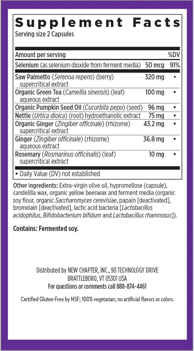 New Chapter Prostate Supplement - Prostate 5LX™ with Clinical Strength Saw Palmetto + Fermented Selenium for Prostate Health - 180 ct Vegetarian Capsule