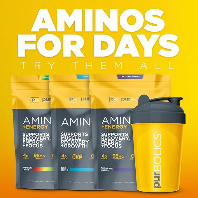 Aminos | 4g of Free-Form Amino Acids, Beta-Alanine, 0 Sugar & 60 Servings (Sour Rainbow Candy)