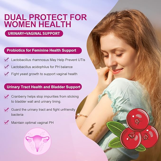 Women's Probiotic,with Cranberry Extract and Organic Prebiotics,90 Billion CFUs,18 Strains,Help 90 Tablets