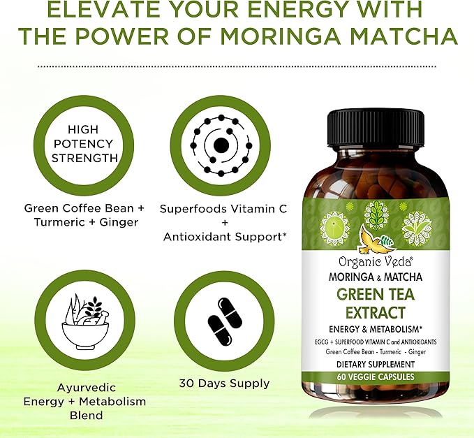 Organic Veda Moringa & Matcha Green 60 Count