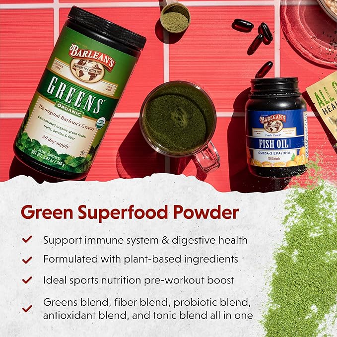 Barlean's Organic Greens Powder, Fruits & 8.47 oz 1