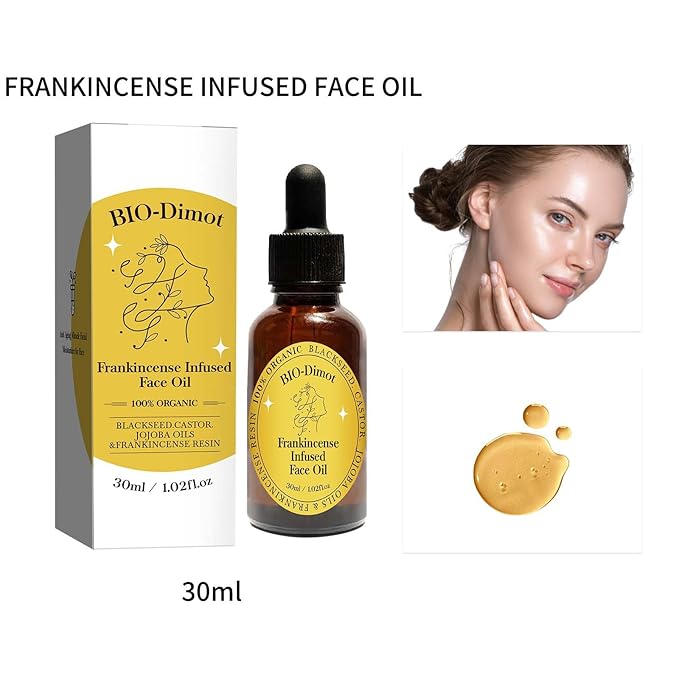 Frankincense Resin Oil, Natural Castor and Jojoba Oils Cold Pressed Serum Face Hydrates Anti-Aging Organic Frankincense Oil. -3Pcs
