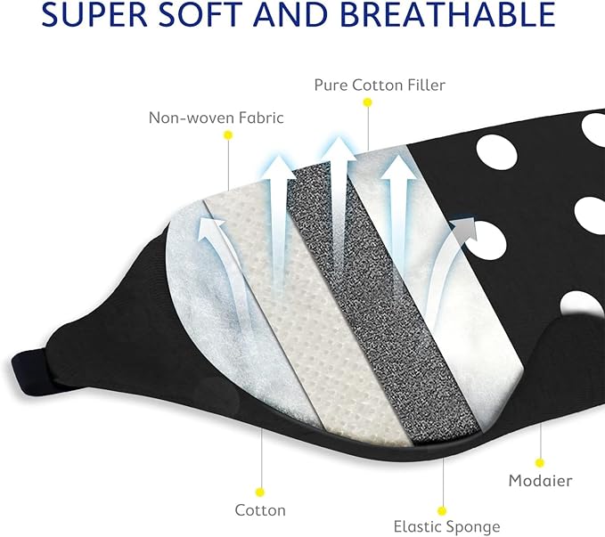 Mavogel Cotton Sleep Mask - Sleep Eye Mask for Men Women, Super Soft and Comfortable Eye Covers, Light Blocking Night Eyemask for Sleeping Yoga Nap Meditation, Includes Travel Pouch (Dot Style)