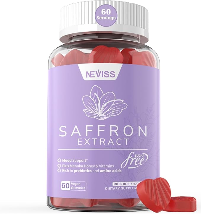 Saffron Gummies - Saffron Supplement Gummies 100% Pure B6, B12, B12, D3, D3, C 60Cts
