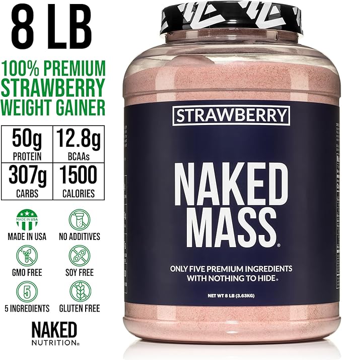 NAKED Strawberry Mass 1,500 Calories, 50G Protein, 8lb Bulk,