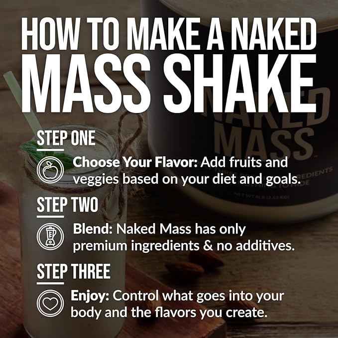 NAKED Strawberry Mass 1,500 Calories, 50G Protein, 8lb Bulk,