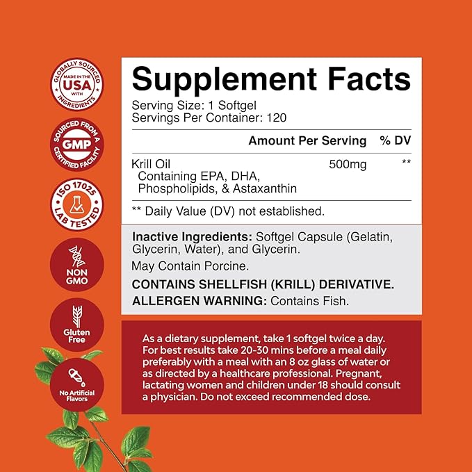 Antarctic Krill Oil 500mg Softgels 3 Fatty 3 Supplement