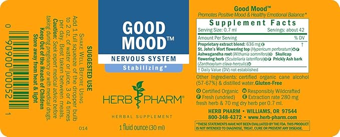 Herb Pharm Good Mood Liquid Herbal 1 Ounce