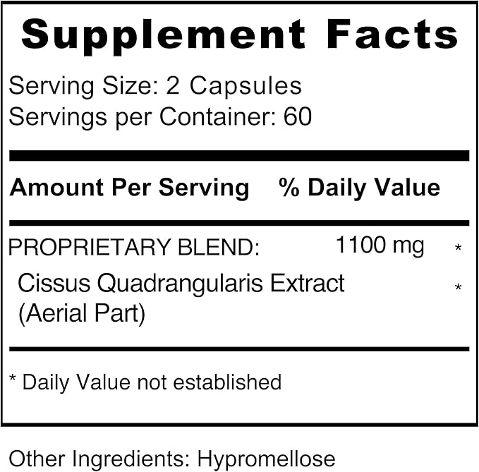 Cissus Quadrangularis Capsules 550 mg per Capsule 120 Capsules