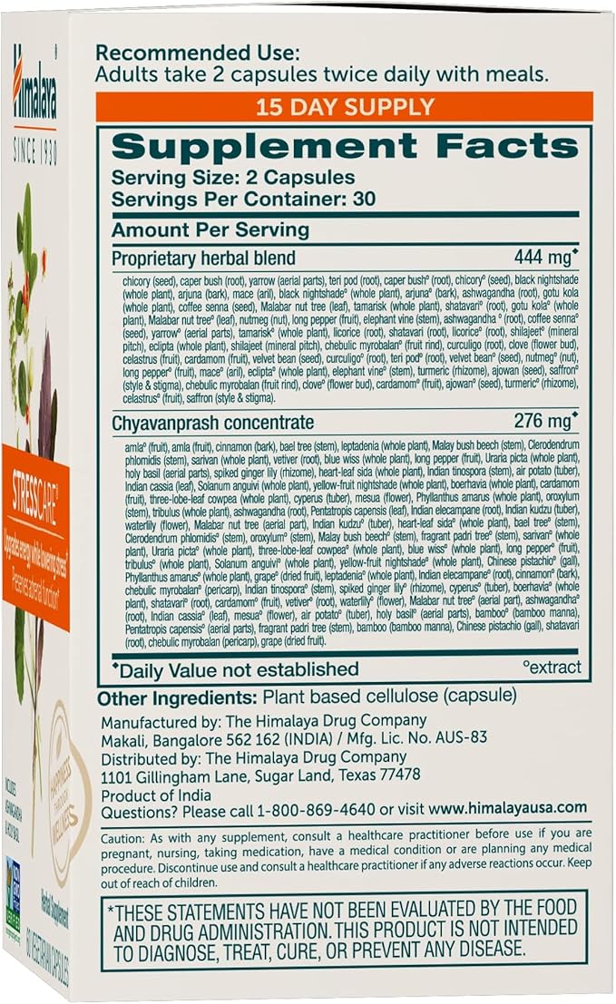 Himalaya StressCare Herbal Supplement, Supports Stress 60 Capsules